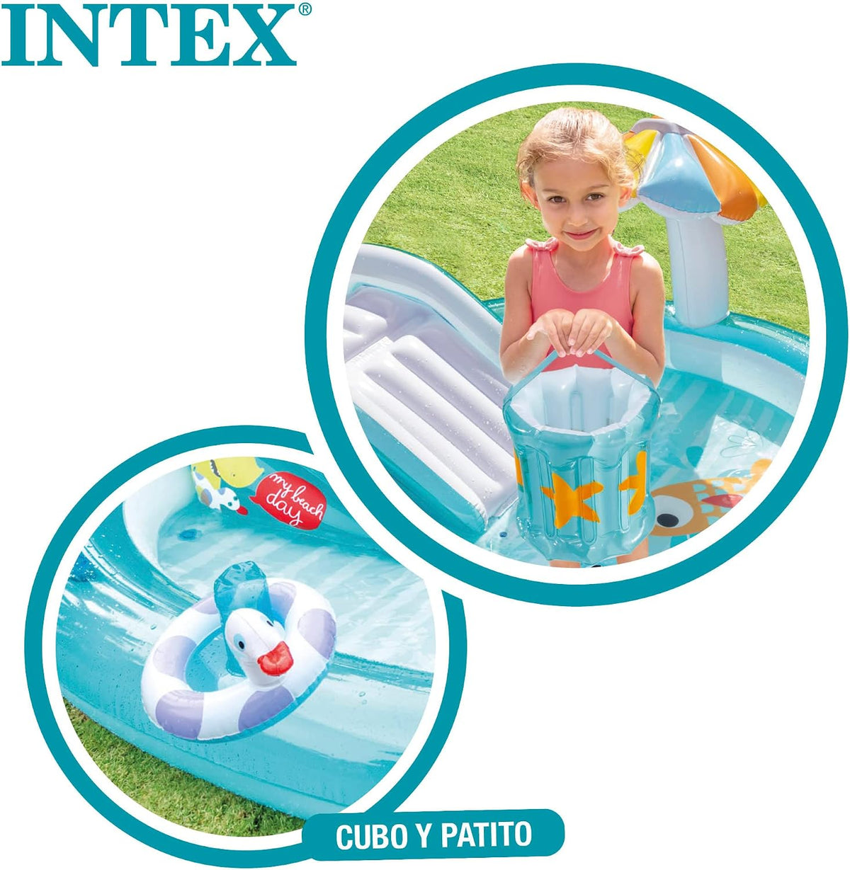 Intex Inflatable Kids Pool with Slide and Water Sprayer, Childrens Toddler Backyard Splash Play Pool