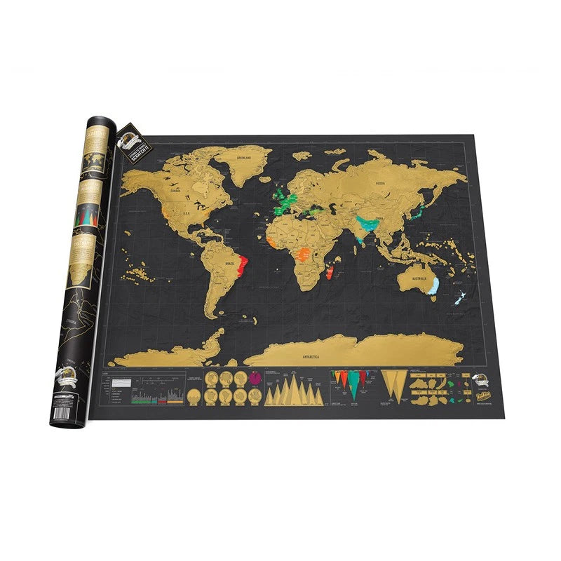 Large Scratch Off World Map 82x59cm Holiday Travel Poster Interactive Large Atlas Destination Deluxe Map