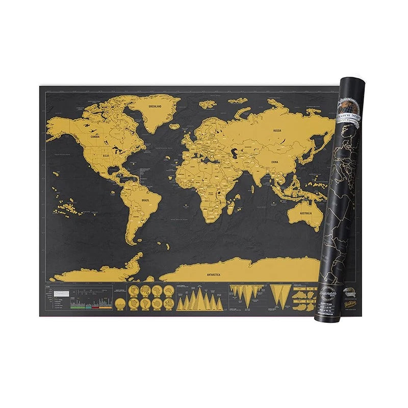 Large Scratch Off World Map 82x59cm Holiday Travel Poster Interactive Large Atlas Destination Deluxe Map
