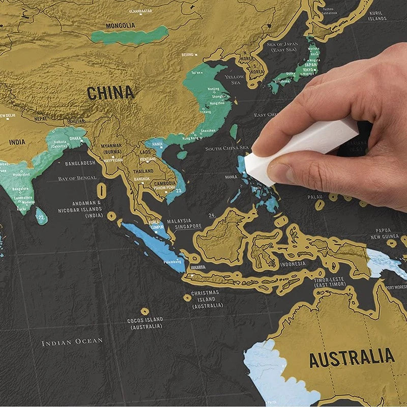 Large Scratch Off World Map 82x59cm Holiday Travel Poster Interactive Large Atlas Destination Deluxe Map