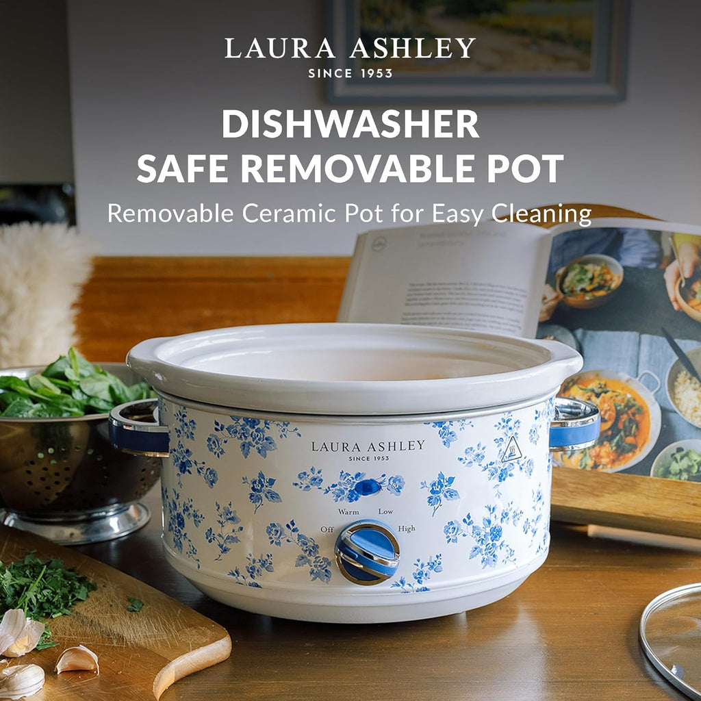 Laura Ashley 6.5L Slow Cooker, 3 Heat Settings Removable Ceramic Cooking Pot, Electric Home Appliance Cooker