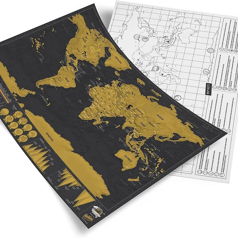 Large Scratch Off World Map 82x59cm Holiday Travel Poster Interactive Large Atlas Destination Deluxe Map