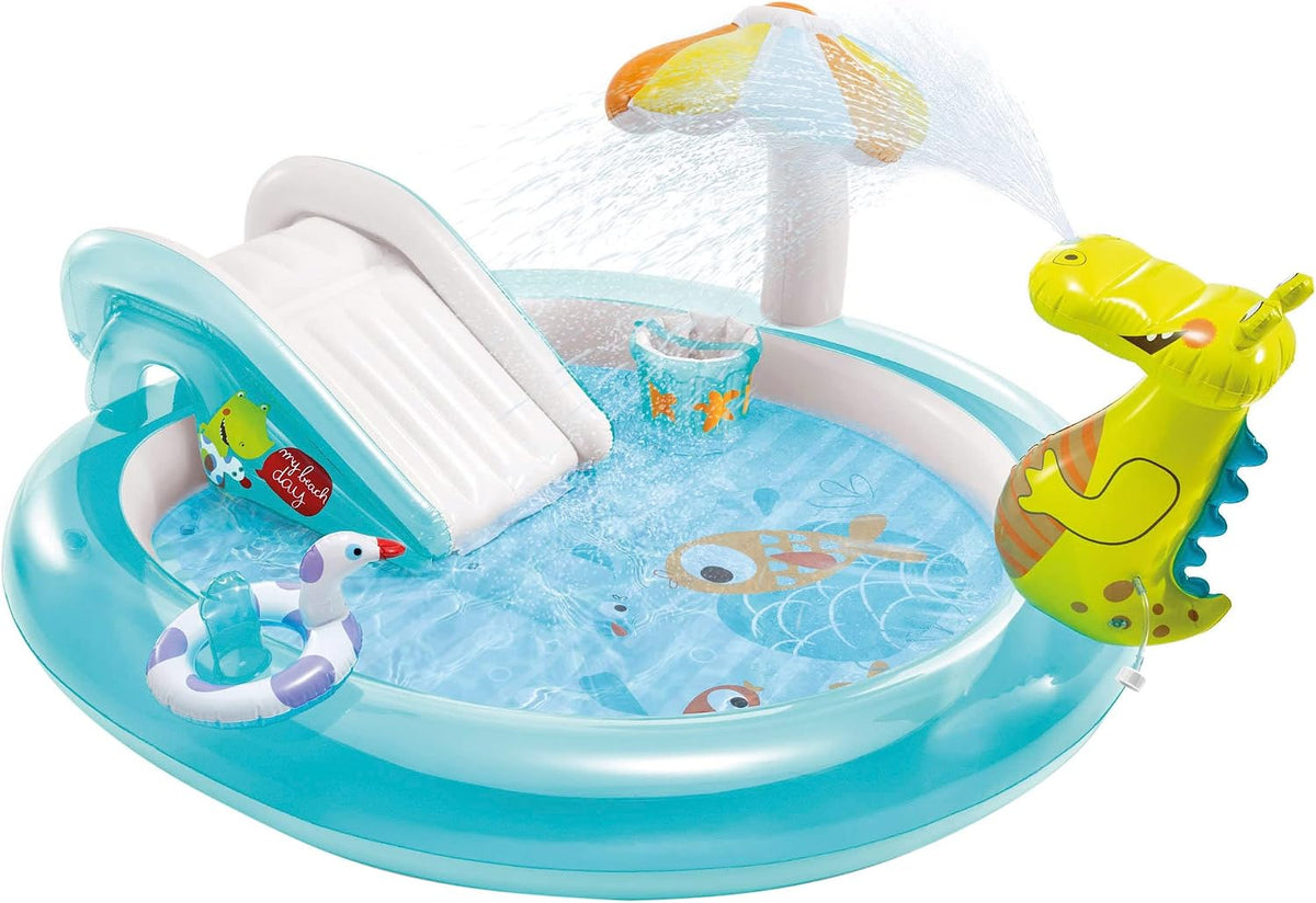 Intex Inflatable Kids Pool with Slide and Water Sprayer, Childrens Toddler Backyard Splash Play Pool