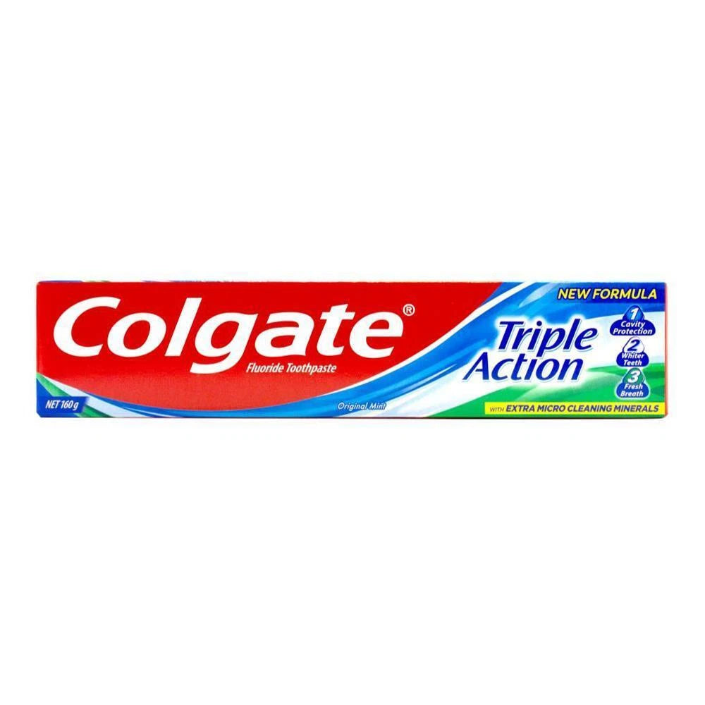 Colgate Triple Action Fluoride Toothpaste | 12x 160g | Dental Care Original Mint | Micro Cleaning Minerals | Tooth Care