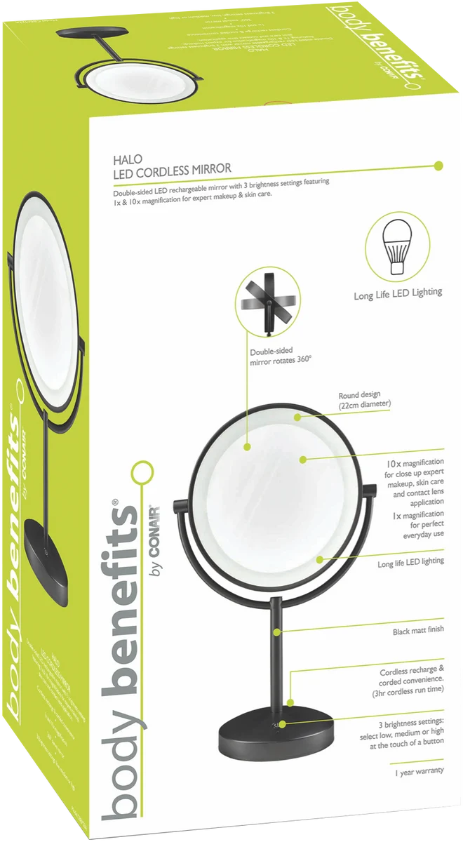 Cordless Magnification Mirror LED Lighting Portable Make-up Grooming Mirror for Tweezing Makeup Skincare