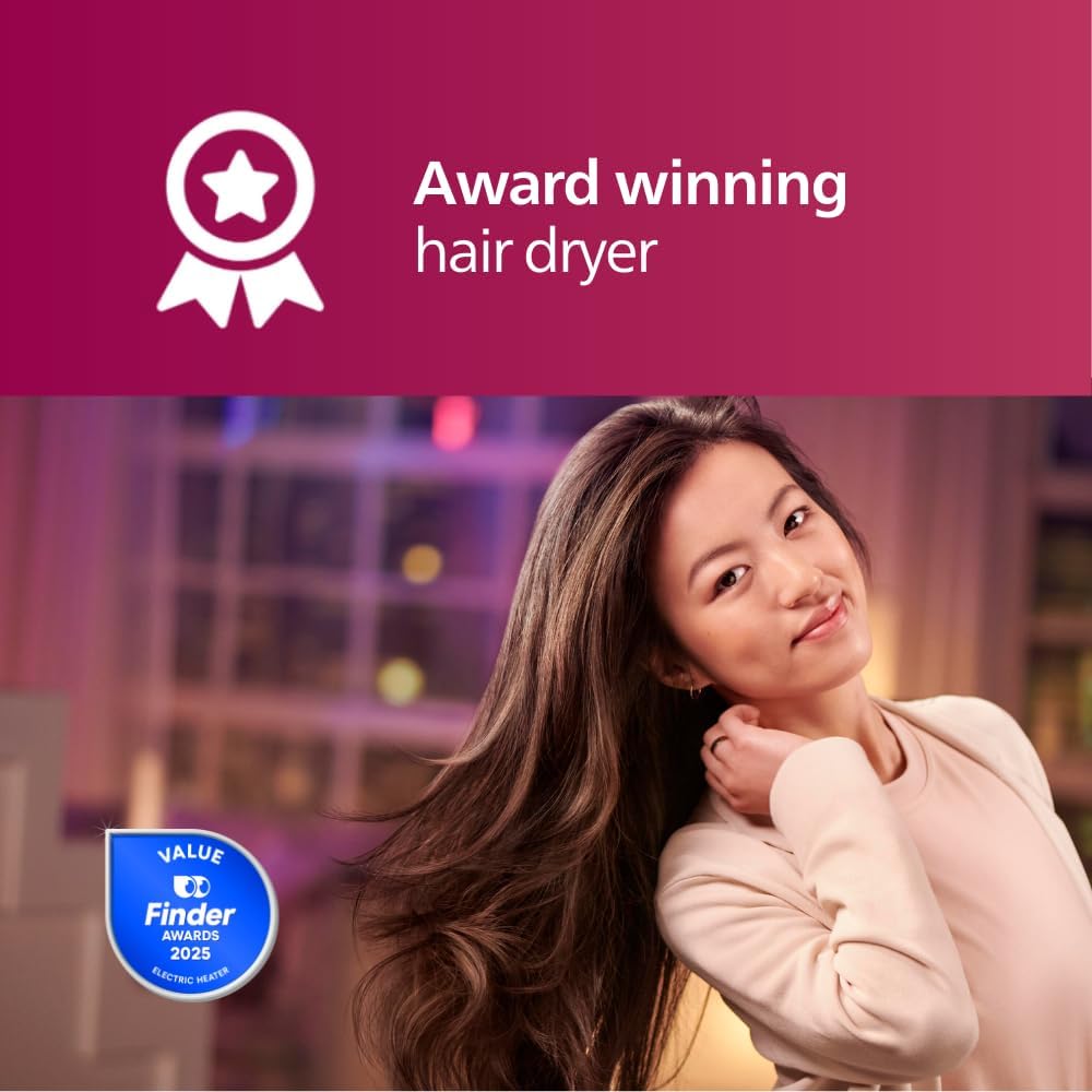 Philips 2300W Hair Dryer, Portable Folding Blowdryer Blow Drying 6 Heat/Speed Styler, Overheat Protection