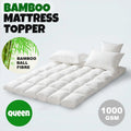 QUEEN Pillowtop Mattress Protector | Luxury Bamboo Matress Topper Underlay 1000GSM | 45cm Skirt