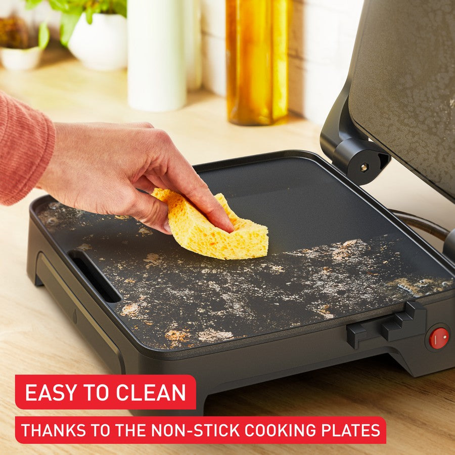 Tefal Sandwich Press Jaffle Maker - Large 4 Slice Hotplate Bread Toaster Grill Sausage Meat Vegetable Grill