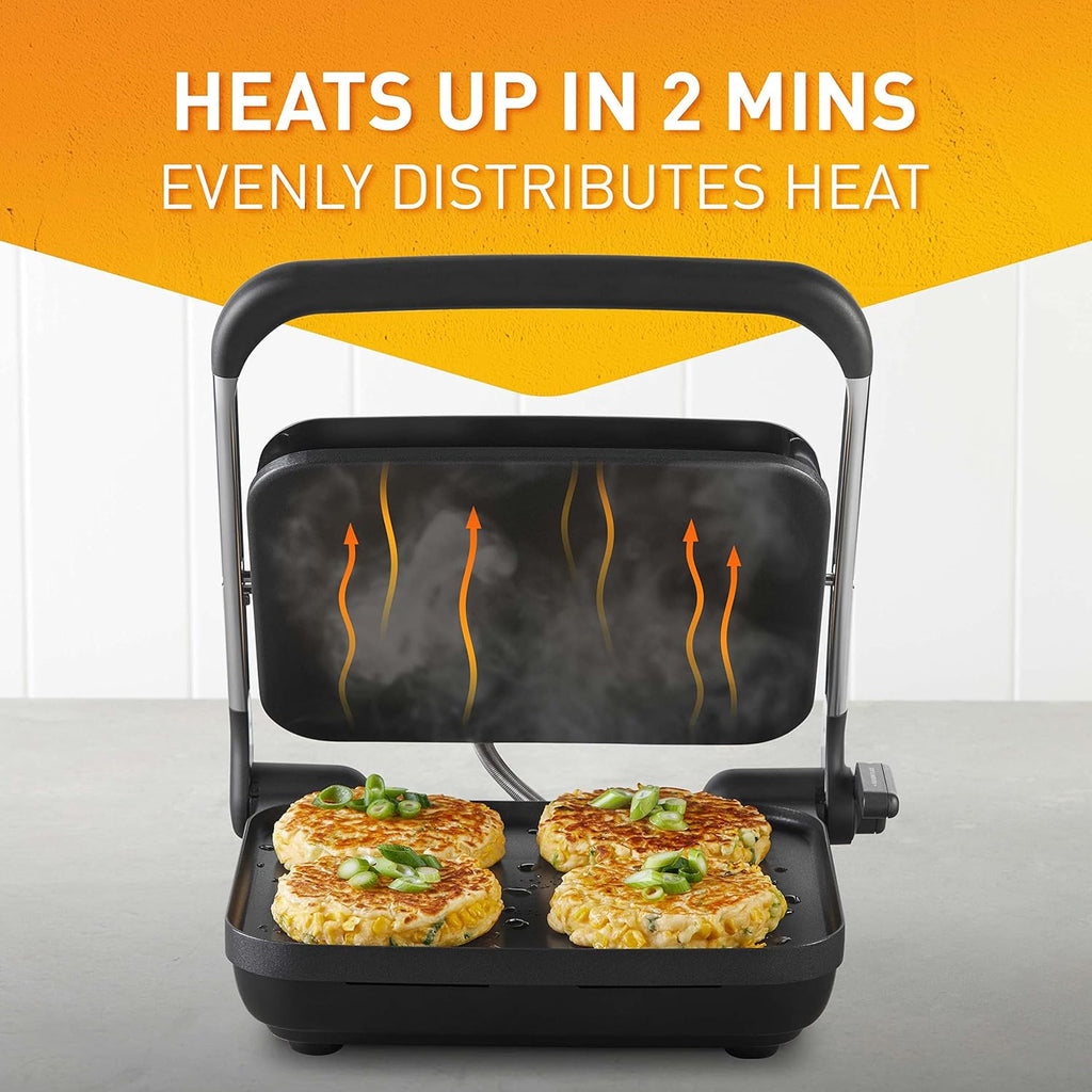Sunbeam 4-Slice Sandwich Press Toastie Jaffle Maker, Fritters, Breakfast, Quick Meals, Pancake Bacon Egg Cooker, Non-Stick Cooking
