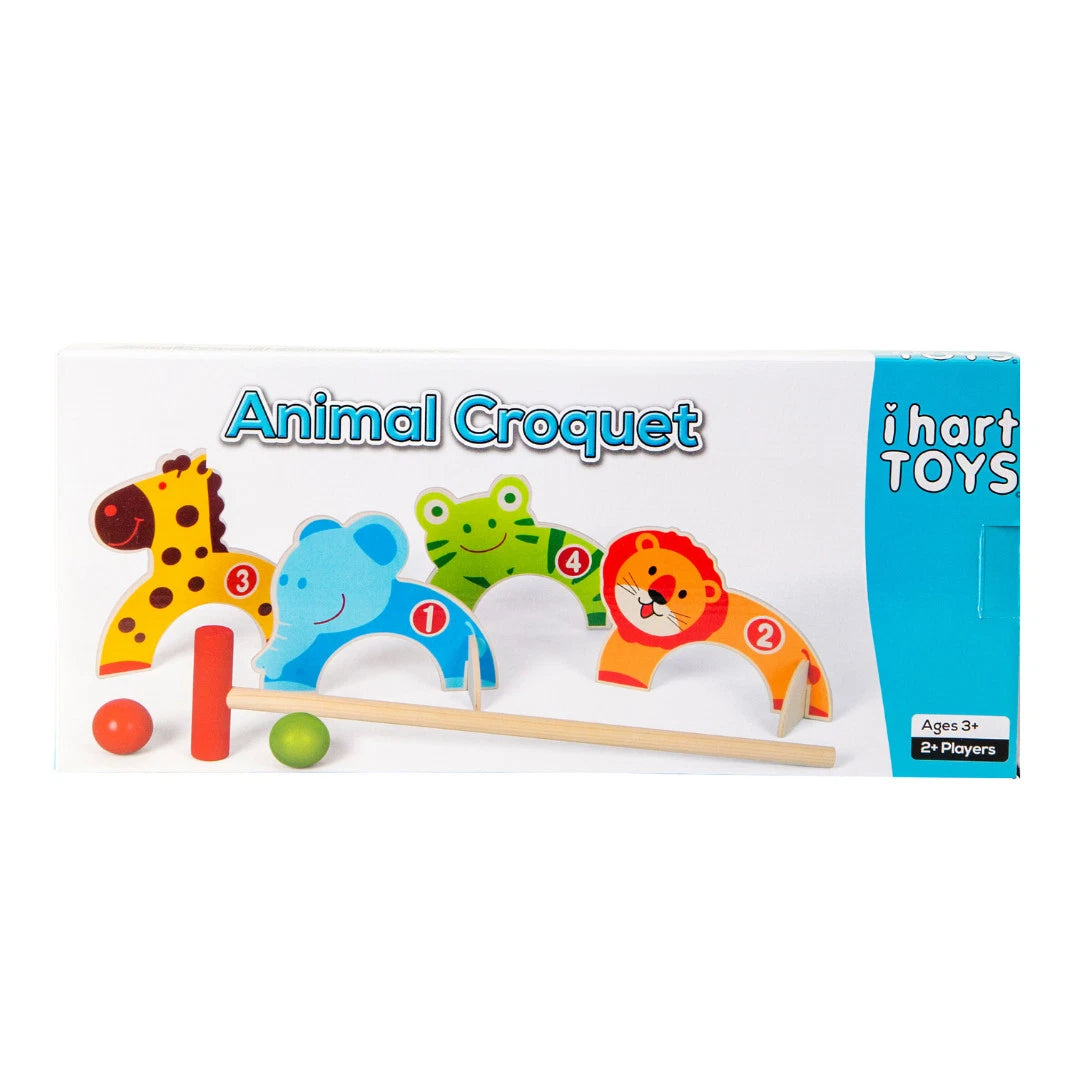 Kids Childrens Animal Croquet Wooden Hitting Challenge Game Lawn Backyard Luxury Doorball