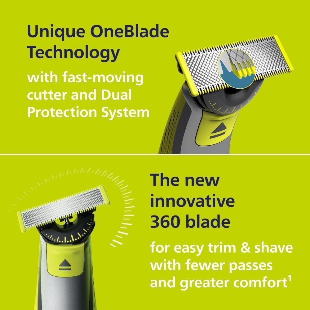 Philips Electric Beard Trimmer Men's Cordless Rechargeable Shaver with 5-in-1 Comb, Philips OneBlade