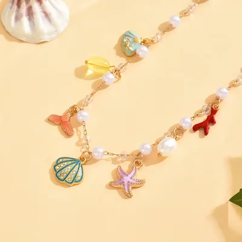 Sea Shell Conch Starfish Necklace for Women | Beach Jewelry Jewellery Gift Beach Ocean Theme