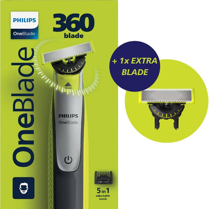 Philips OneBlade 360 + Extra Blade | Electric Trimmer and Shaver | 5-in-1 Comb