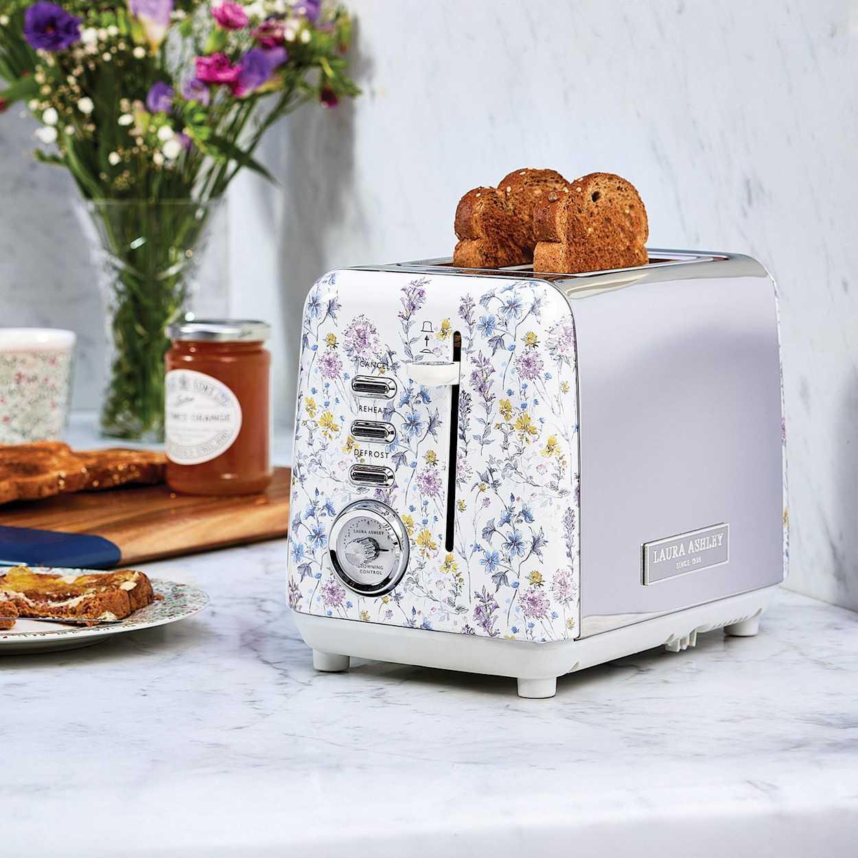 Laura Ashley Toaster | Electric 2-slice Toasting Bread Stainless steel | Vintage Retro