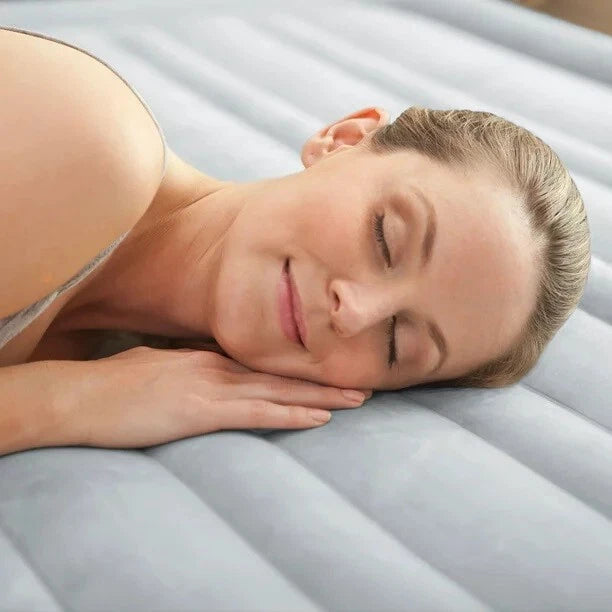 Intex Queen Inflatable Airbed Blow Up Mattress Mat 46cm with Built-in Pump, Camping Airbed Mat