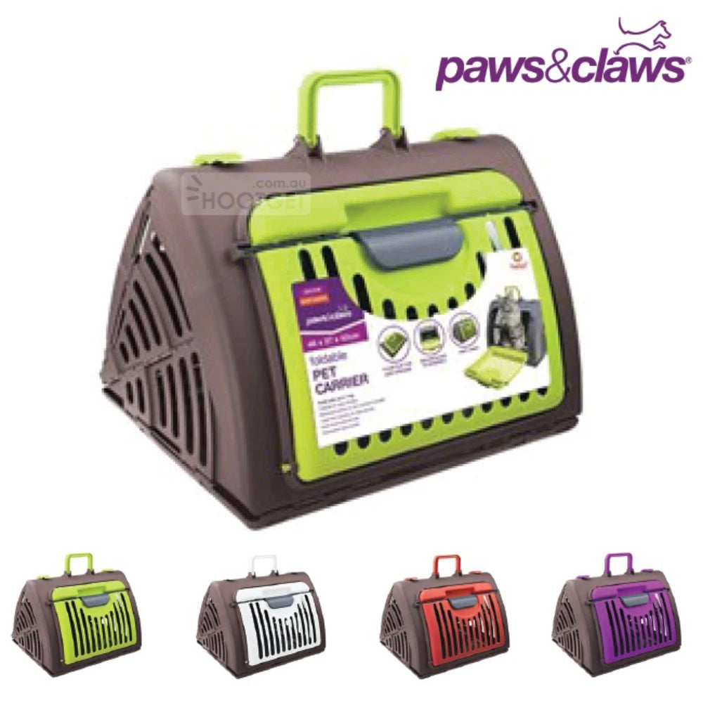 Paws N Claws Portable Pet Carrier | Travel Kitten Crate Carry Flexible Cage Dog Cat Rabbit