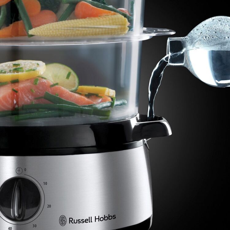 Russell Hobbs Electric 3-Tier Multi Food Vegetable Steamer Healthy Egg Vegetable Cooker Steaming