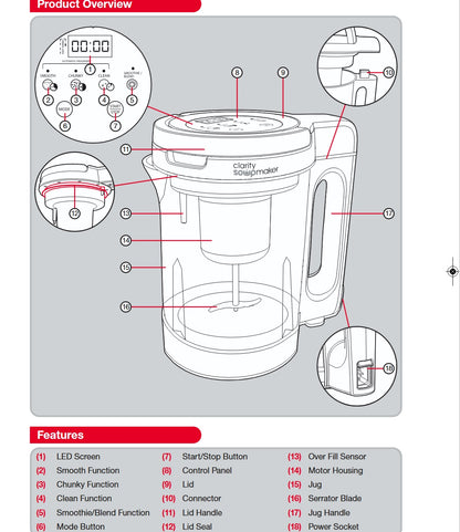 Morphy Richards Soup Maker Blender | Chunky Smooth Smoothie Soup Maker Electric One-Pot Cooker