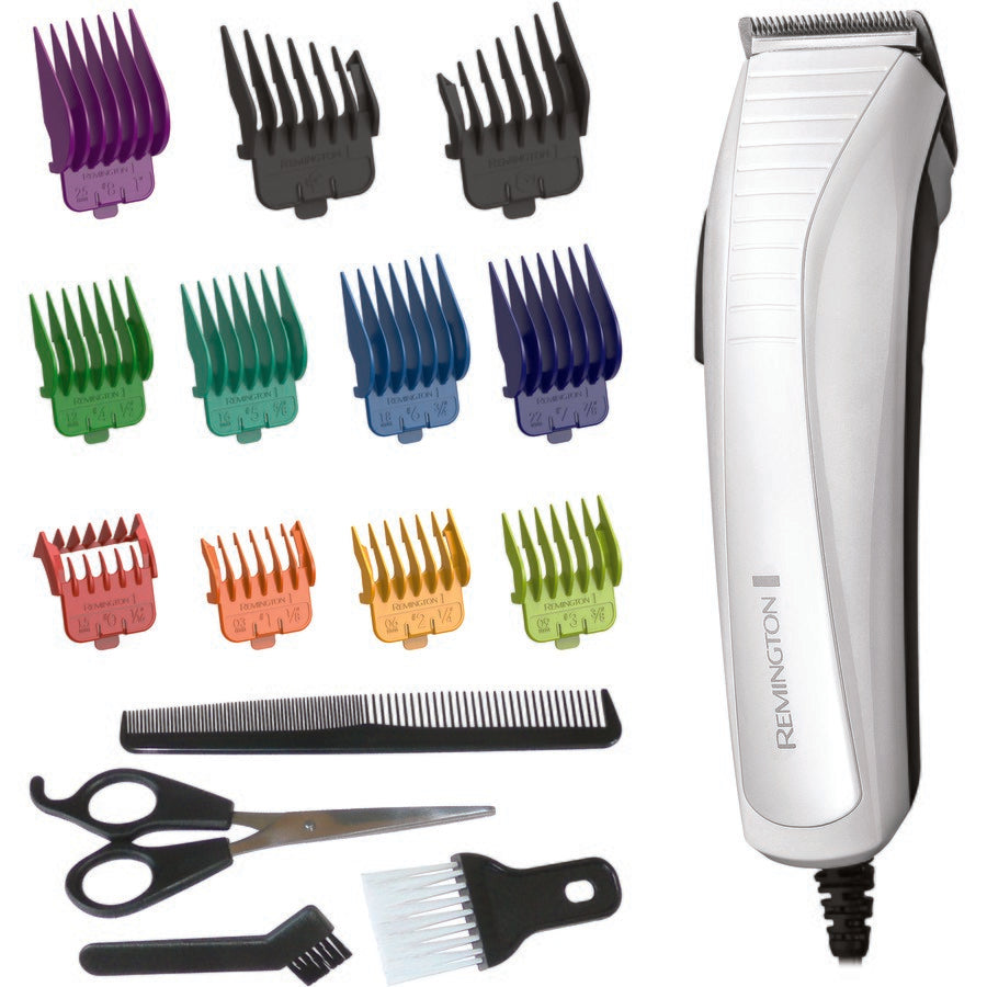 Remington Electric Hair Clipper | 9 Colour Coded Guides | Men's Hair Trimmer Corded Head Shaver