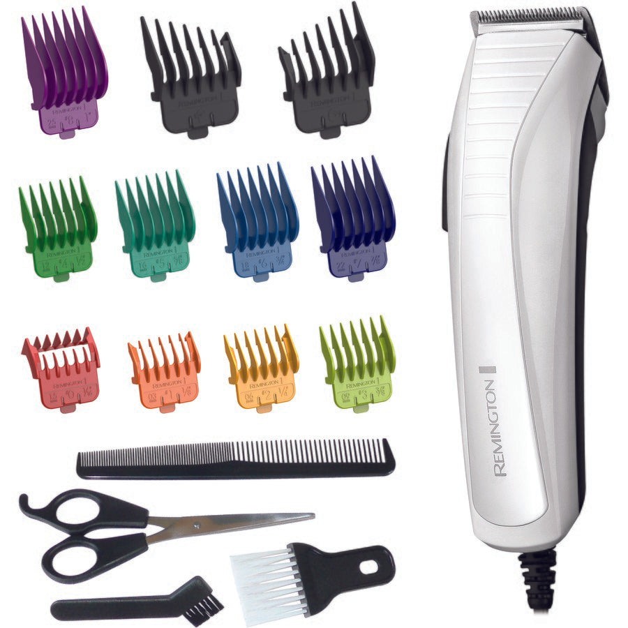 Remington Electric Hair Clipper | 9 Colour Coded Guides | Men's Hair Trimmer Corded Head Shaver