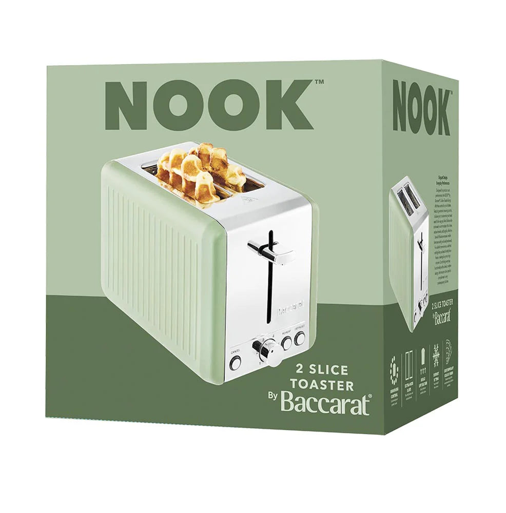 Baccarat 2 Slice Toaster | Elegant Modern Bread Browning Tool | Electric Toasting Machine Appliance | Portable Home Office Bread Toast Maker