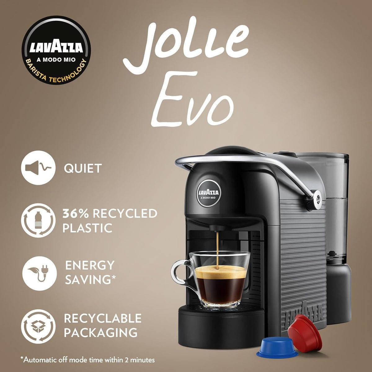 Lavazza Espresso Cappuccino Maker- Black | Bonus 64 Pod Capsule Coffee Machine | Electric Automatic Kitchen Appliance with 64 Pods