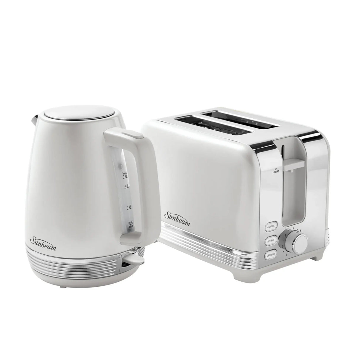 Sunbeam Elegant Toaster and Kettle Breakfast Pack | Modern 1.7L Hot Water Jug AU