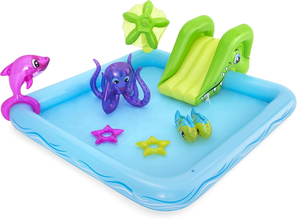 Bestway Kids Inflatable Water Slide and Sprayer | Backyard Pool Splash Play Summer