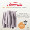 Sunbeam Heated Throw Blanket | Sherpa Fleece Heated Sofa Warming Bed Blankie | Fast Heating, 6 Heat Settings