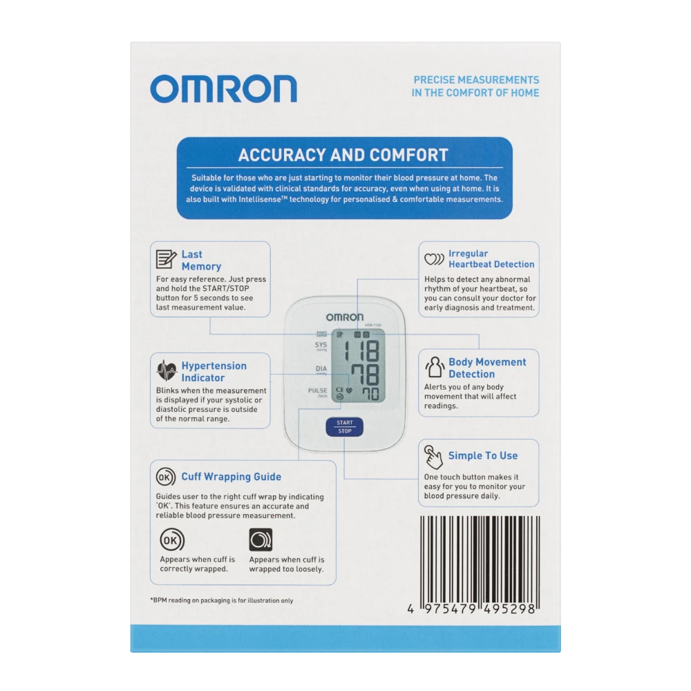 Automatic Blood Pressure Monitor Basic Home Medium Cuff - Digital Display, One Touch, Last Memory Recall, Portable Battery Device