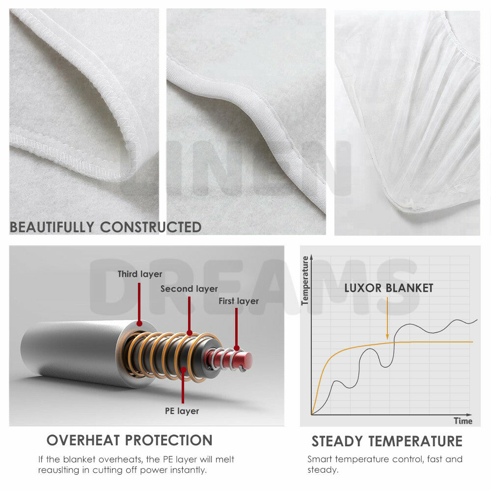 Queen Electric Blanket Fully Fitted Bedding Winter Bedroom Heating Mattress Protector Underlay