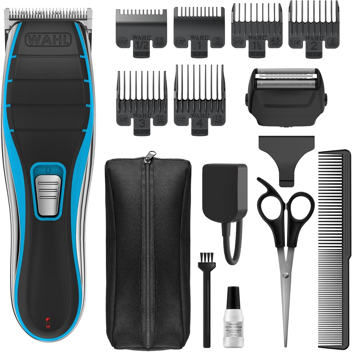 Wahl Clip & Smooth 15 Piece Home Shaver DIY Haircut Head Shaver Buzz Cut Boys Mens Cordless 60min Clipper