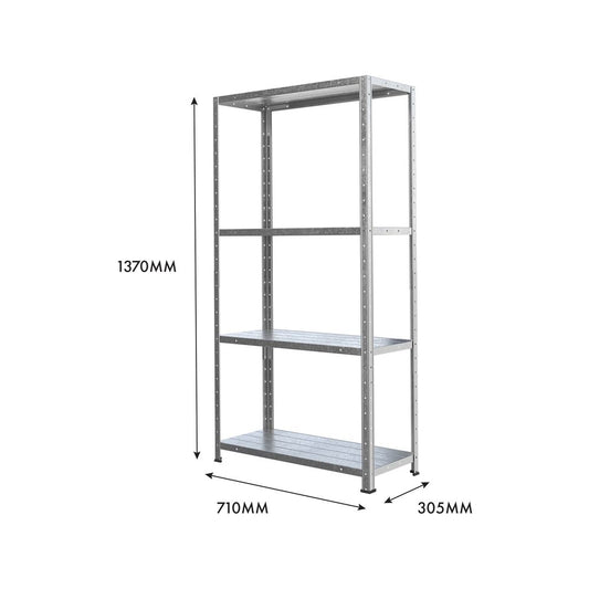 CraftRight 4 Shelf Galvanised Metal Storage Unit, Shelving Storage Rack