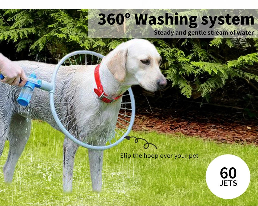 Pet Dog Washer Shower DIY Handheld Hoop Hair Fur Wash Puppy 360 Easy Washing Hoop