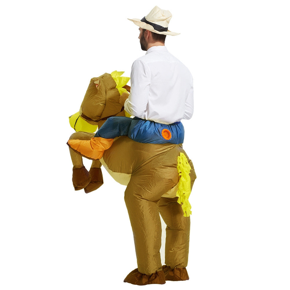 Inflatable Horse Cowboy Suit, Adult Dress-up Halloween Xmas Fancy Dress Costume Blowup Outfit