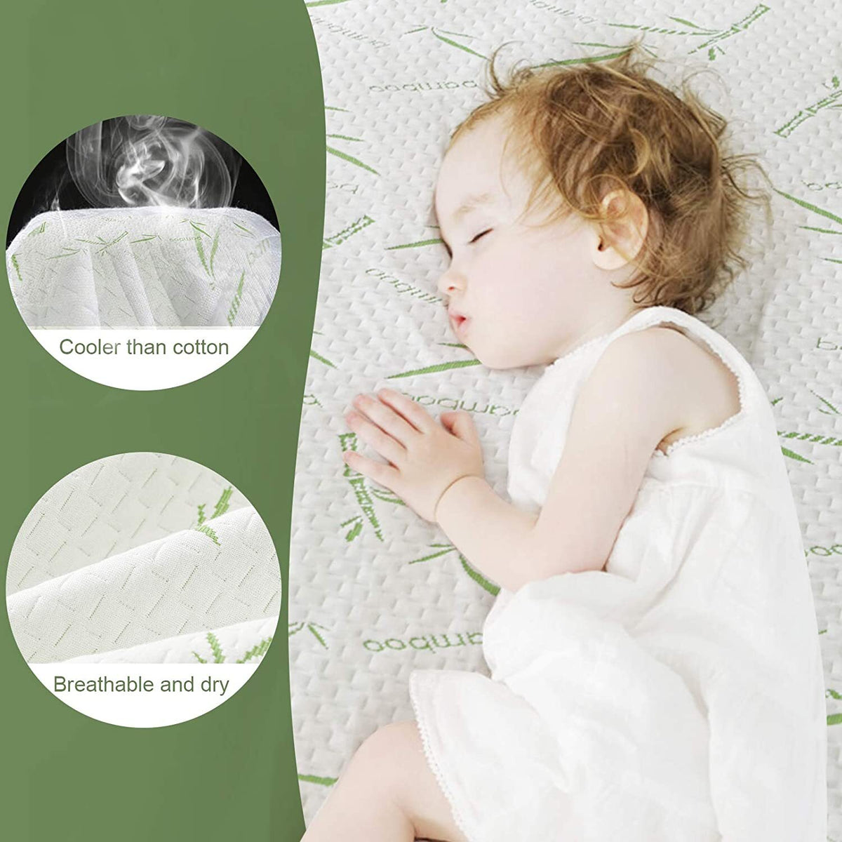 Bamboo Waterproof Mattress Protector - QUEEN - Washable Breathable Matress Cover, Dust Mite prevention , Fully Fitted Skirt