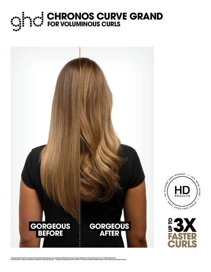 GHD Curve Curling Tong Curler Wand Womens Heated Barrel Medium to Long Hair Frizz-Free Curling Iron