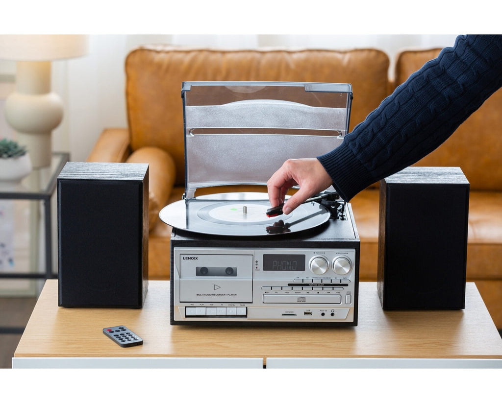 Bluetooth Home Stereo System Wireless Entertainment System CD Player Turntable Vinyl Record Player