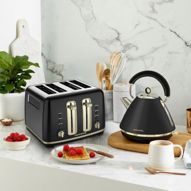 Morphy Richards Electric 1.5L Kettle and 2 Slice Toaster Pack - Breakfast Maker Gift Set - Whistling Hot Water Jug and Bread Browning