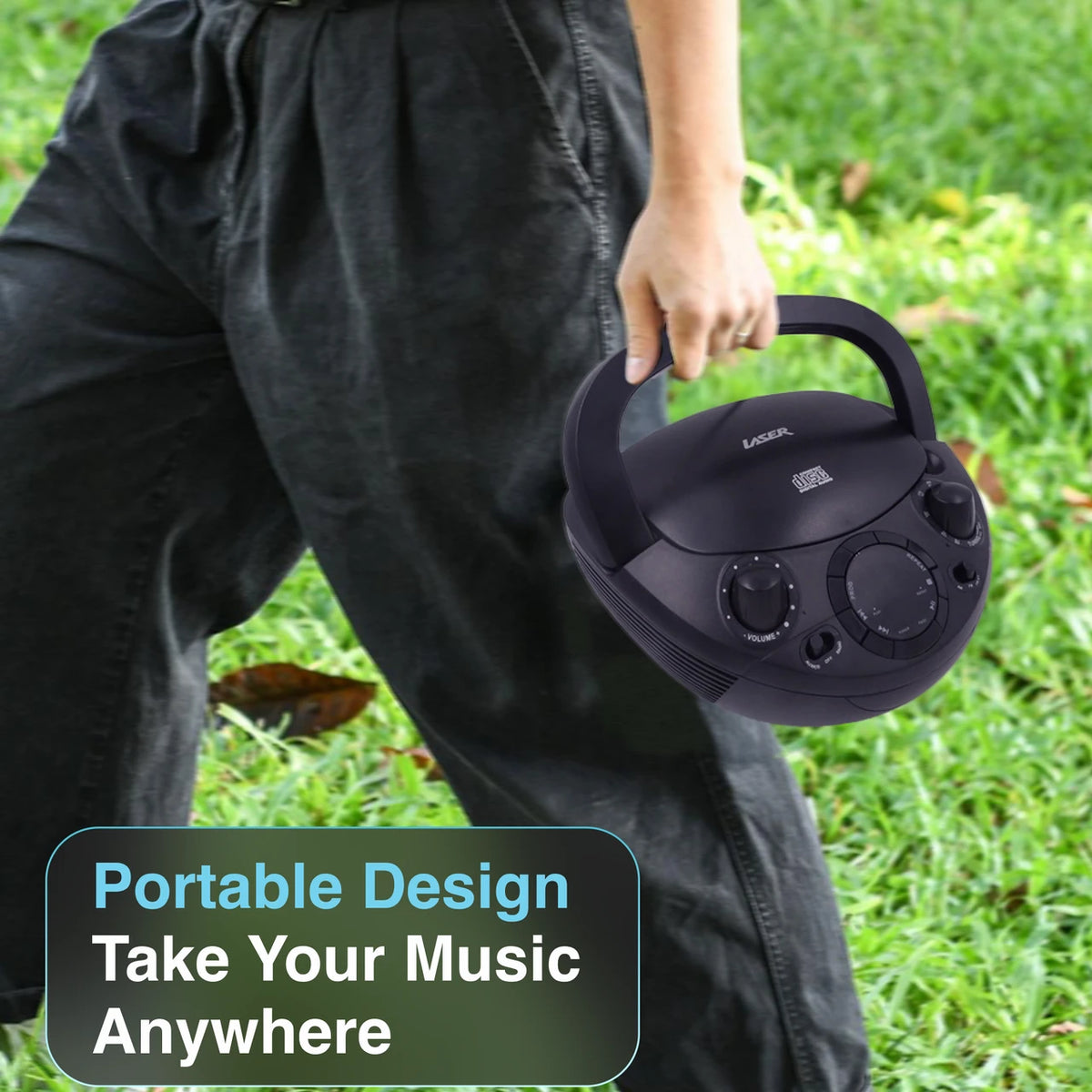 Laser Portable Music Player, Home CD Boombox AM/FM Radio Stereo Speakers