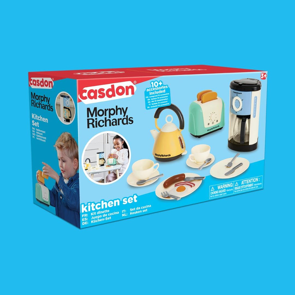 Morphy Richards Pretend Kitchen Appliances Preschool Toddler Kids Toaster, Coffee Machine, Kettle and Accessories, Educational Fine Motor Toys