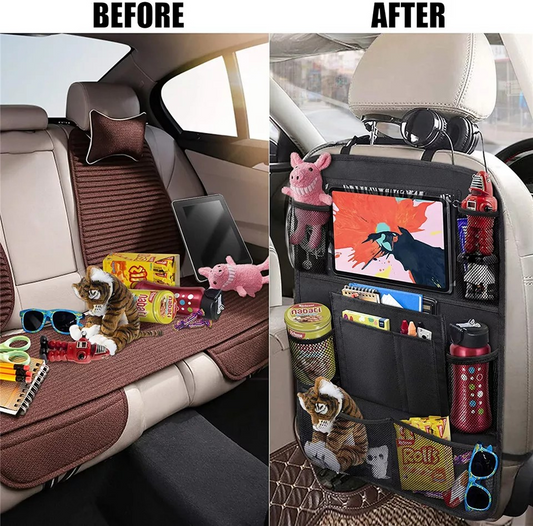 Car Seat Back Multi Pocket Tidy Storage Bag | Organizer Tablet Holder | Travel Pouch