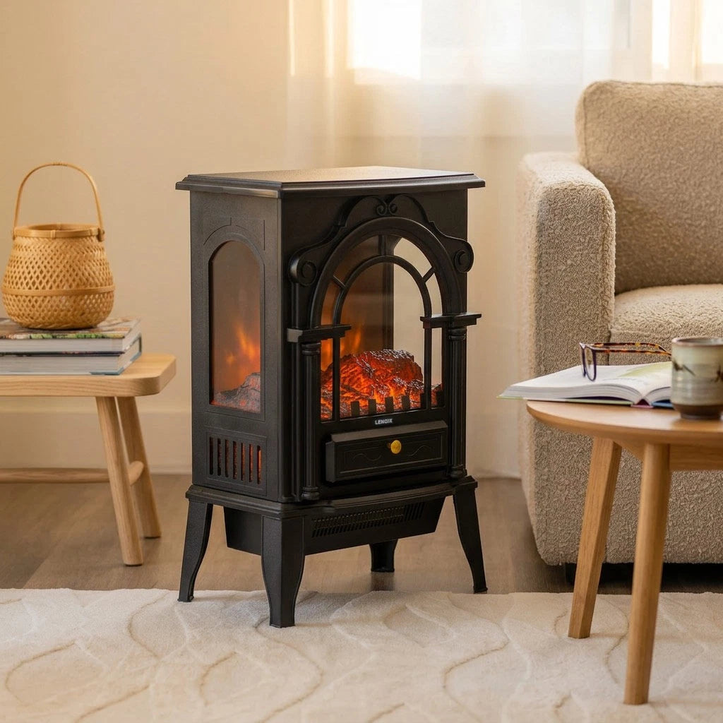 Electric Fireplace Heater Dual Heat Flame Ambience Fire Place Bedroom Lounge 1000W-2000W