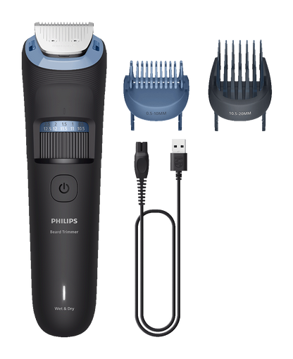 Philips Series 3000 Waterproof Beard Trimmer | BeardSense Tech | 40 Length Settings & 360° Grip