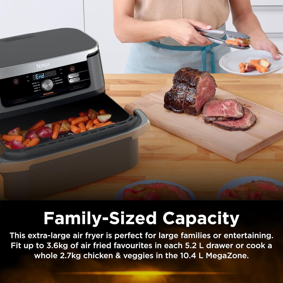 Ninja 6.6L Airfryer | Dual Basket Megazone Air Frying Grill Meat Vegetable Cooker