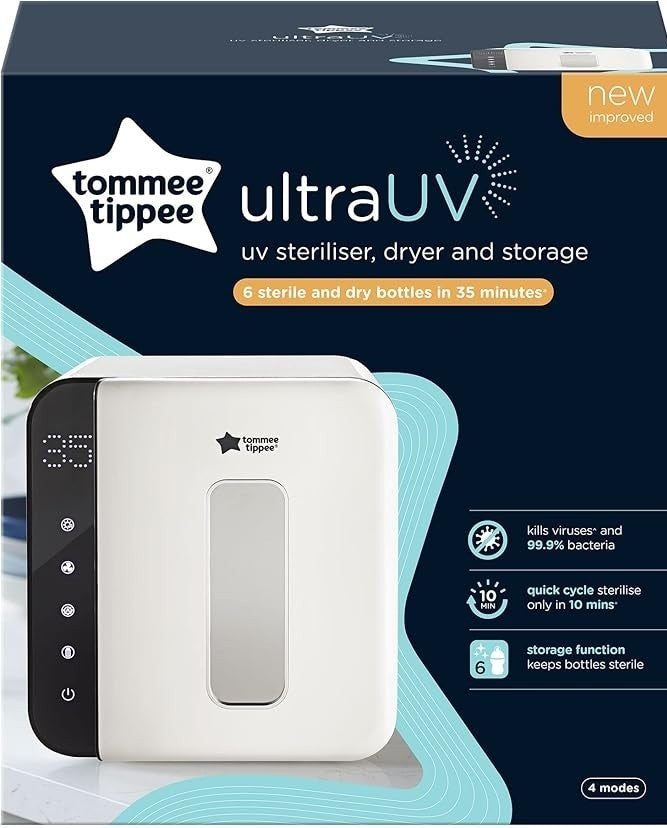 Tommee Tippee Baby Bottle Steriliser | Ultra UV Dryer and Storage for Baby Bottles and Accessories | Steam-Free to Kill Viruses