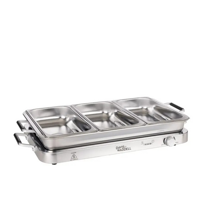 Davis & Waddell 3-in-1 Bain Marie | Warming Tray | Stainless Steel Buffet Style Food Warmer