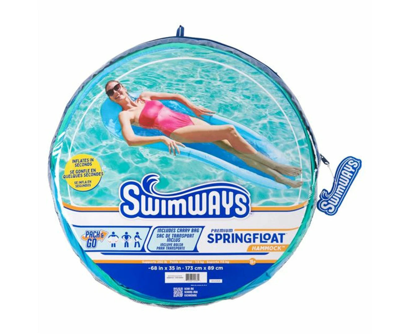 Swimways Floating Pool Lounger | Floating Inflatable Raft | Swimming Pool, Beach, Lake Float Hamock Lounge Chair