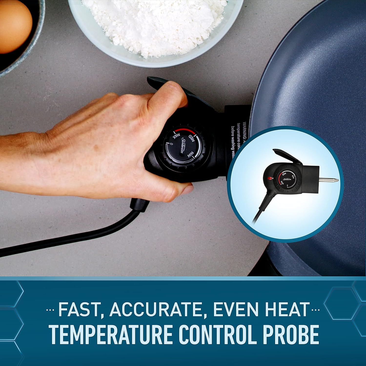 Sunbeam DiamondForce Skillet Electric Non-Stick Frypan Frying Pan with Dome Lid | Portable Cooking Frypan