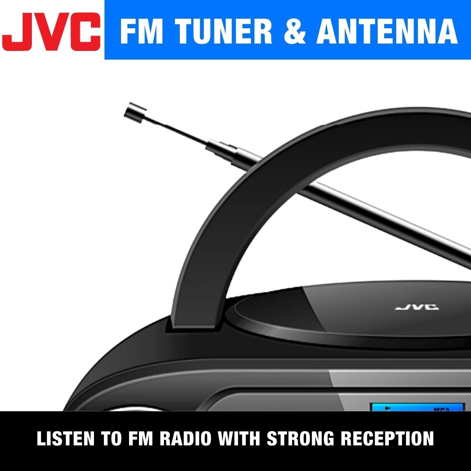 JVC Bluetooth Boombox | Portable Wireless Music CD Player USB/MP3/FM Radio
